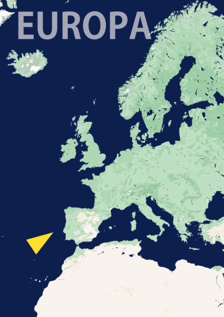 Localização das dunas no continente europeu